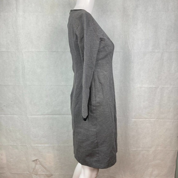 Talbots Dress Womens Sz 2 Gray Ponte Knit‎ Stretch Keyhole Sheath Long Sleeve - Picture 3 of 10